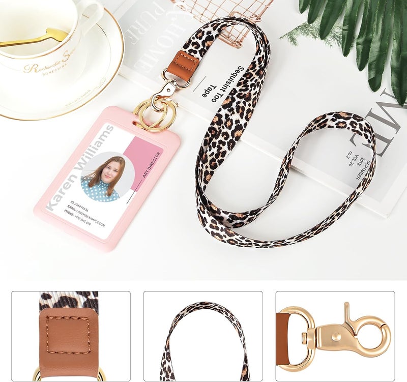 Knagsfa Lanyards for Keys, Neck Lanyards for ID Badges with Metal Hook, Cute Keychain Lanyard for Women, Leopard - Image 4